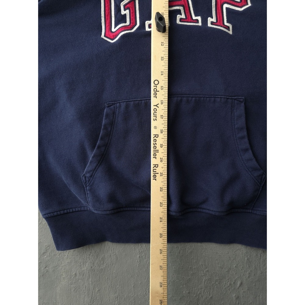 GAP Sweatshirt Hoodie Men's XL Navy Blue Spellout Logo Embroidered - Picture 6 of 9